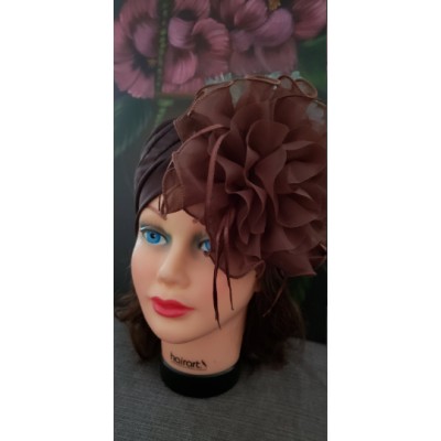  Brown Retro Turban Summer Hat .Kentucky Derby Polyester  Floral women hats  eb-54035719